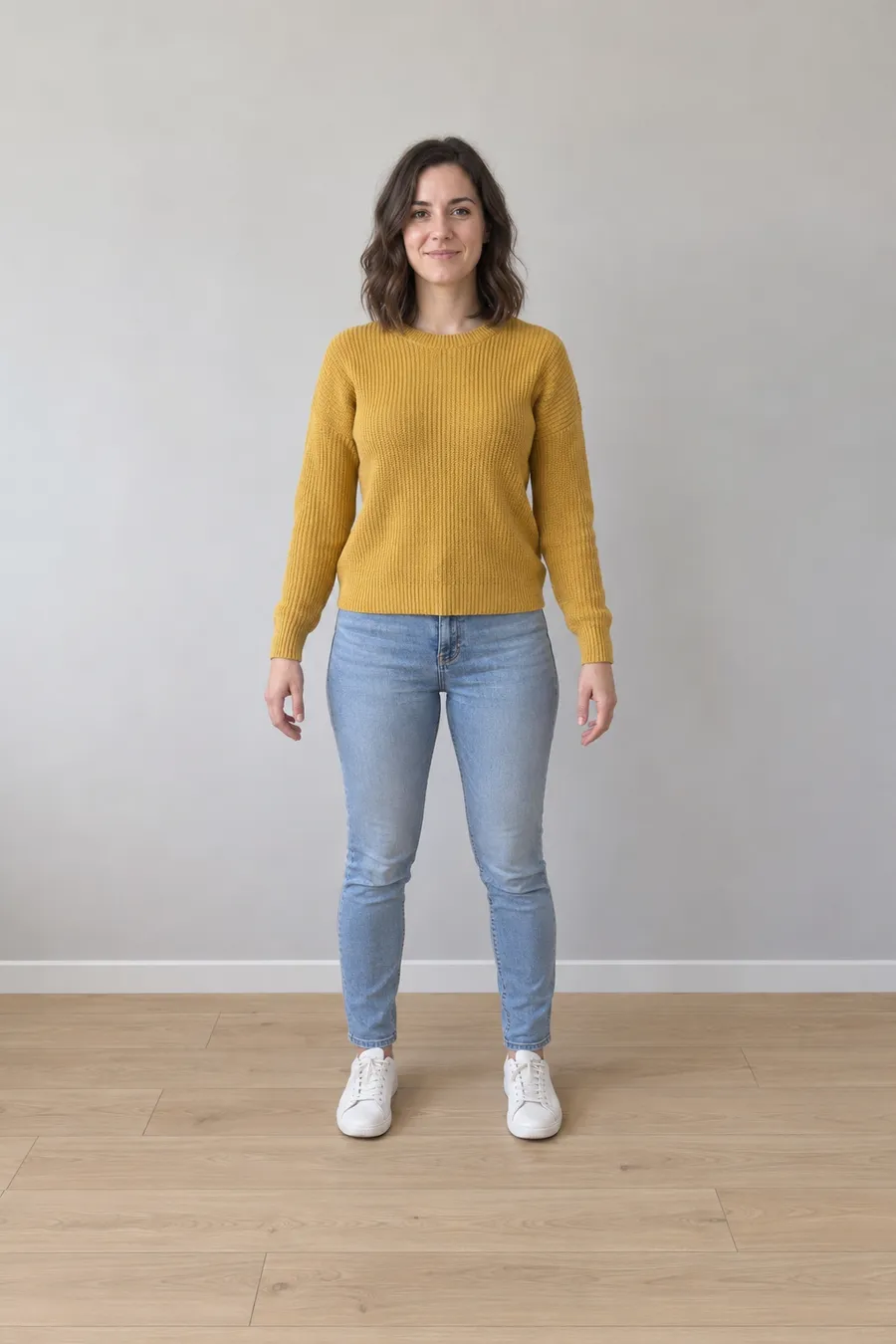 Woman in a lilac top, example solo input photo